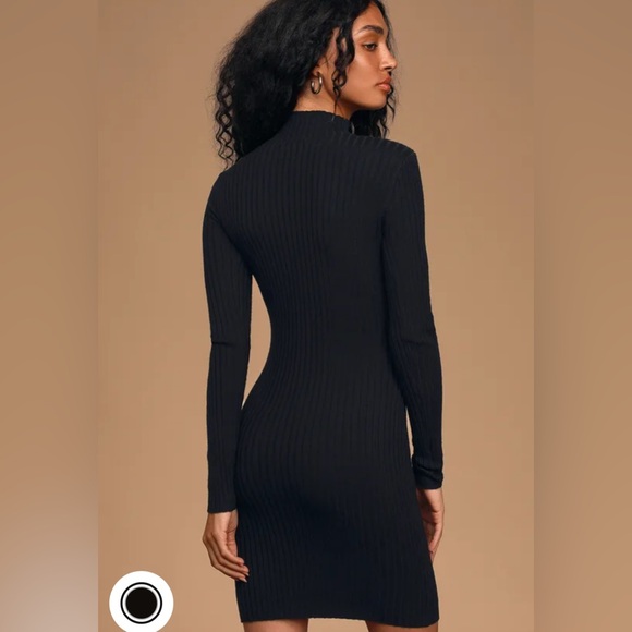 Lulus Snug As Can Be Black Ribbed Mock Neck Sweater Dress - Size M. NWT. - Picture 3 of 5